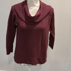 Lucky Brand Burgundy knit cowl neck sweater
